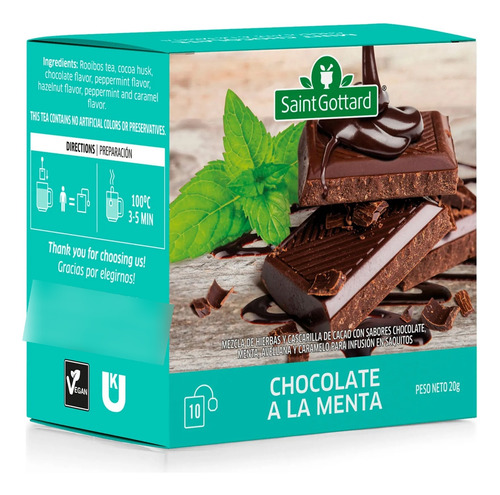 Infusion Chocolate A La Menta X10 Saquitos Saint Gottard 20g