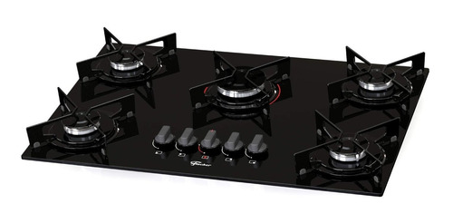 Cooktop 5 Bocas A Gás Mesa Vidro Fit Line Fischer Hi