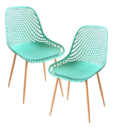 Pack 2 Sillas Terraza Cafeteria Metal Polipropileno