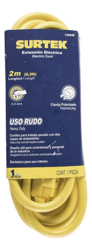 Extensión Eléctrica Uso Rudo Polarizada 2 M Surtek