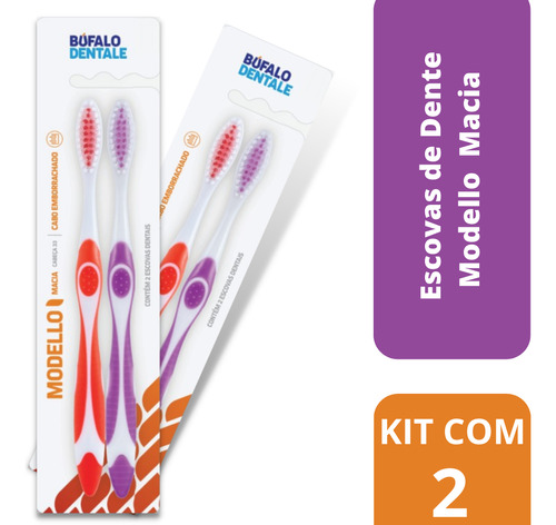 Kit Com 2 Escovas Dentais Modello Macia Com 2 Cada Búfalo