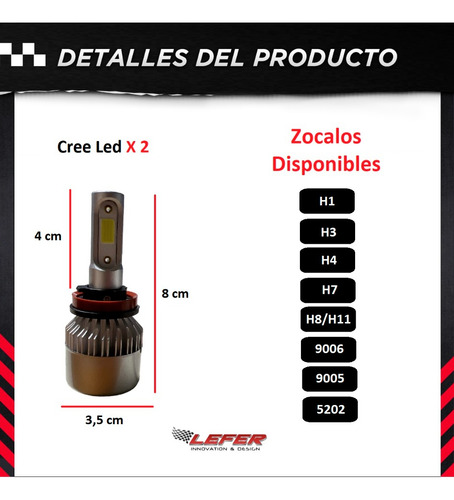Imagen 3 de 9 de Cree Led Kit Z7 H1 H3 H7 H11 H27 9006 26.000 Lm 12-24v