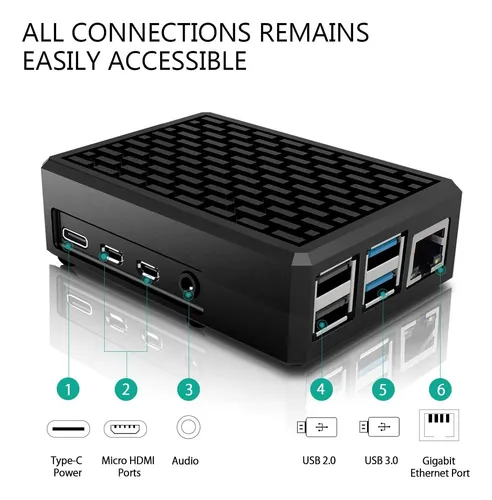 Miuzei Funda De Aluminio Raspberry Pi 4, Carcasa De Metal R.