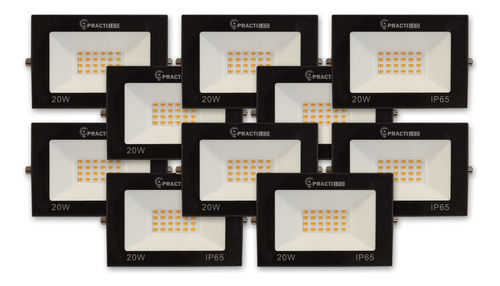 Imagen 1 de 8 de Pack X 10 Reflectores Led 20w Alta Potencia Exterior