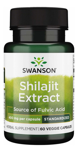 Shilajit 400 Mg Extracto X 60 Cápsulas Veg Swanson Sabor Sin Sabor