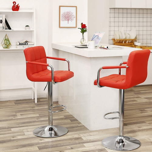 Imagen 2 de 2 de Silla Barra Taburete Cocina Comedor Cuadrada Apoya Blanca