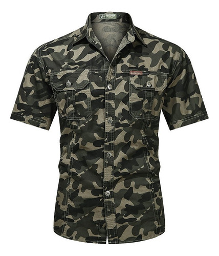 Camisa De Manga Corta De Camuflaje Militar Para Hombre