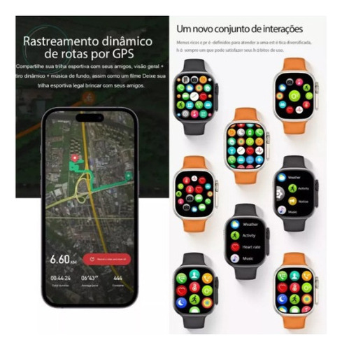 Smartwatch 9 Ultra NFC Android iOS Apple con 7 pulseras, funda y 2 protectores de pantalla