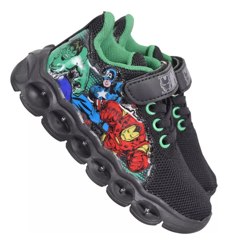 Zapatillas Luz Led Spiderman Y Avengers Velcro Marvel