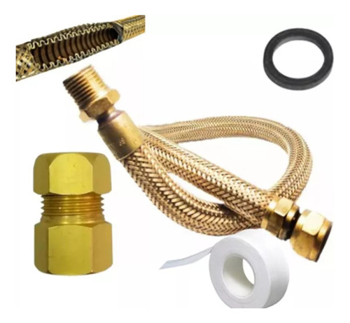 Kit Gás Encanado Mangueira Cobre Haenke 1,5m + Adaptador 