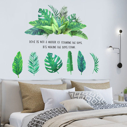 Decoração De Parede Com Plantas Verdes Inglesas, Sala De Est