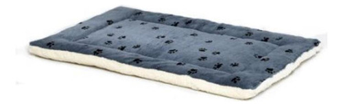 Cama Reversible Con Estampado De Patas Para Mascotas En Azul