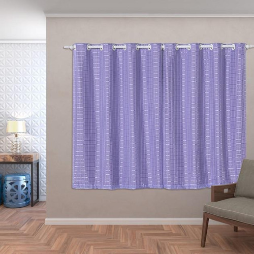 Cortina Blackout Pvc Tecido Voil Xadrez 2,80m X 1,60m Lilás