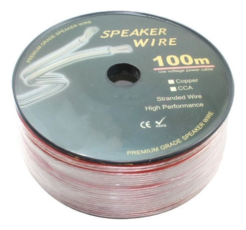 Cable Paralelo 2x10 Awg, Cca Transparente Carrete 100 Metros