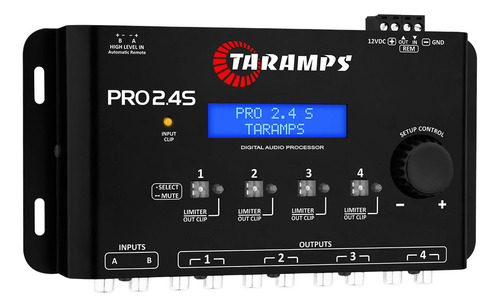 Processador De Audio Digital Taramps Pro 2.4s Equalizador Automotivo Crossover Som 4 Vias Regulador Audio Automotivo