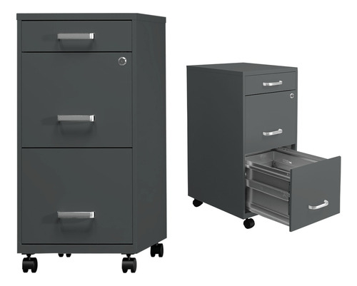 Archivero Metalico Linium Carta 2 Gabinetes + 1 Cajon Llave Color Gris Oxford