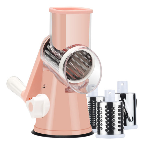 Rallador De Queso Con Asa, Máquina Rebanadora De Cocina, Tri Rosado