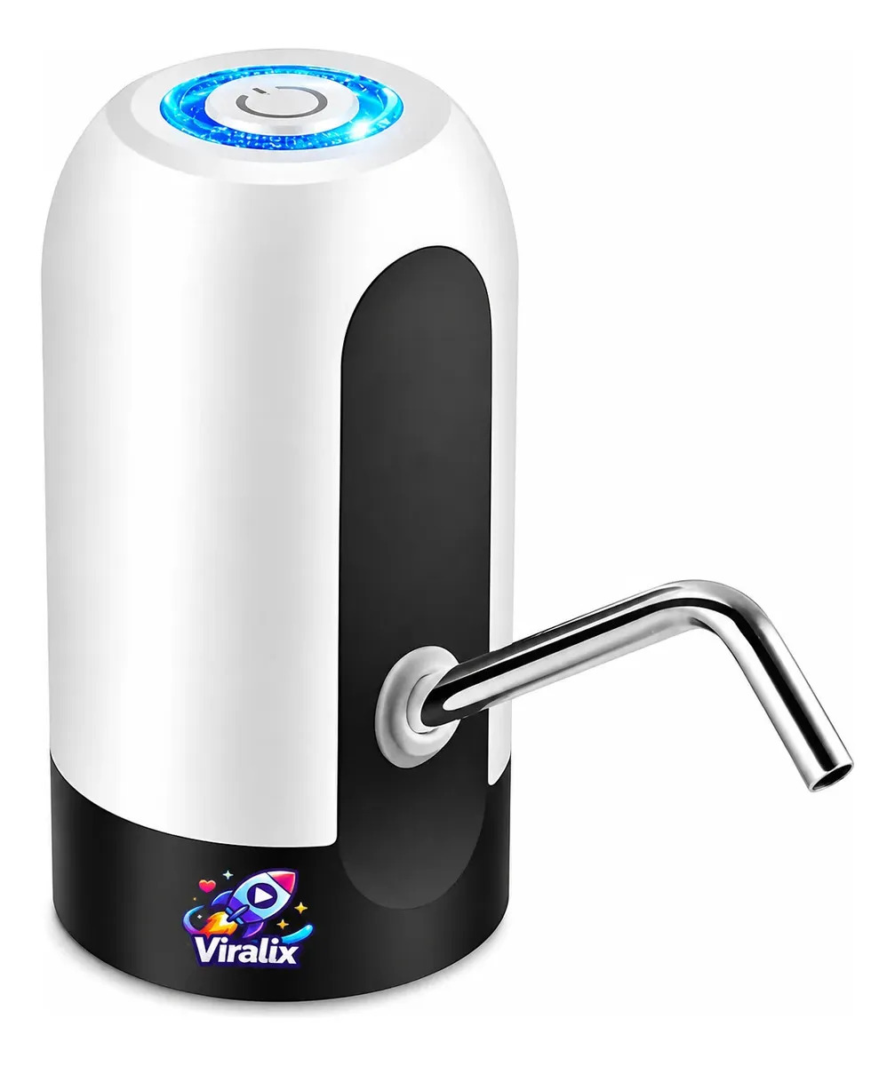 Dispensador De Agua Eléctrico Recargable Usb Bomba De Agua Color Blanco/negro Viralix