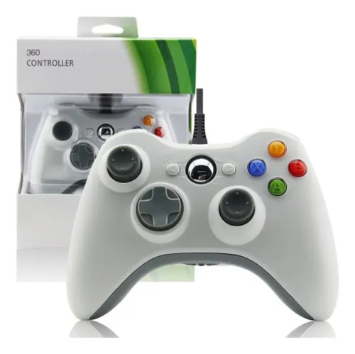 comprar Controle Para Xbox 360 Com Fio Joystick Branco Pc Gamer Usb