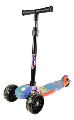 Patinete Infantil 3 Rodas Dobrável Com Led Conect Brinq BV0011 Br...