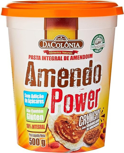 Kit 3 X Pasta De Amendoim Crunchy Dacolônia Amendopower 500g