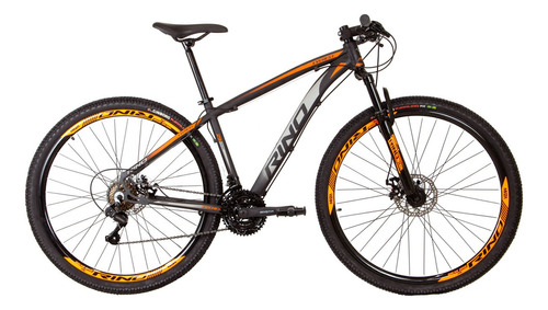 Bicicleta Rino Everest 29 Disco 21v Cambios Index Cor Preto/Prata/Laranja Tamanho do quadro 21