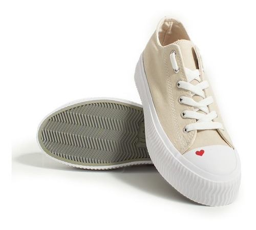 Imagen 2 de 10 de Zapatillas Urbanas Plataforma Mujer Natural Lona Dama