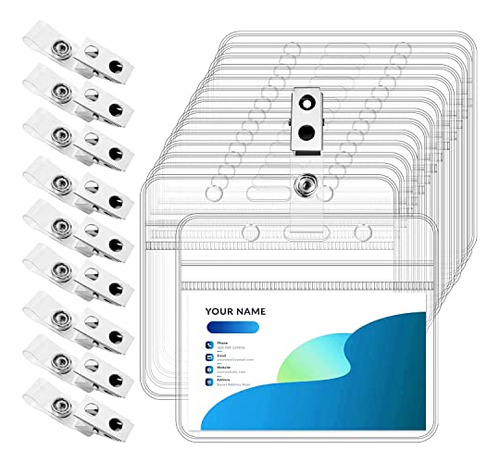 50 unidades de soportes para tarjetas de identificación y clips adicionales