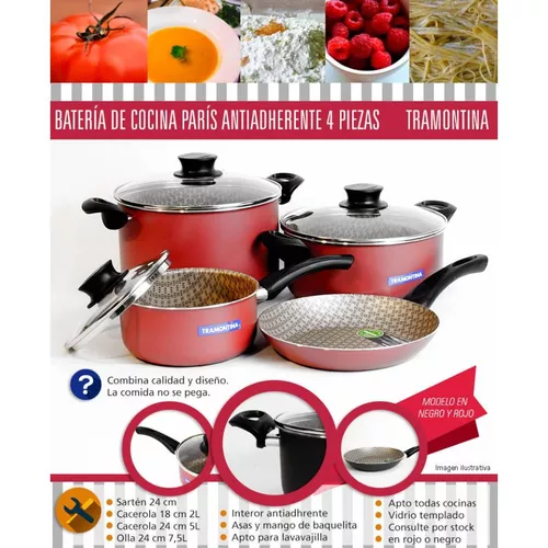 Bateria De Cocina Tramontina Ollas Teflon Cacerola Sarten 7p