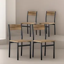 Comprar Juego De 4 Sillas Industriales Herrería Ar Hierro\u002Fmadera