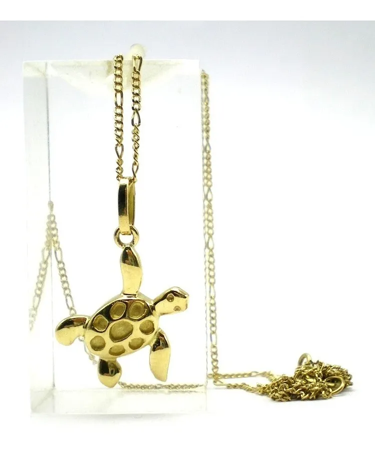 Cadena Y Dije De Tortuga De Oro 18 Kt