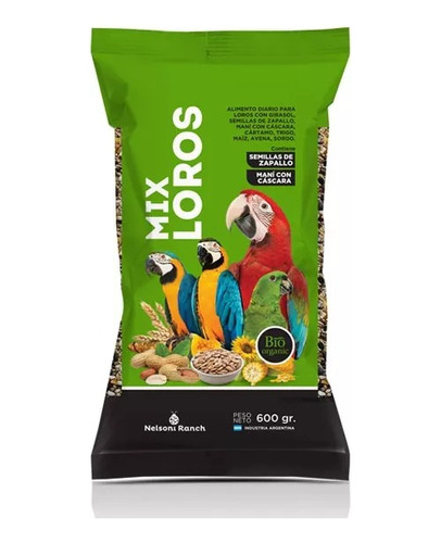 Alimento Mix Loros Cereales Vitaminas 600 Grs. Nelsoni Ranch