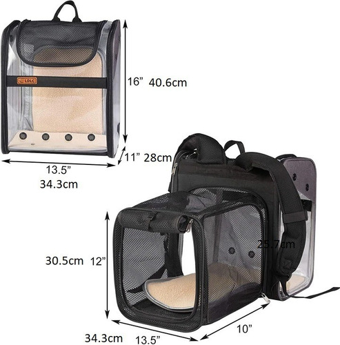 Imagen 7 de 7 de Mochila Transportadora Para Gatos Y Perros Ch Expandible