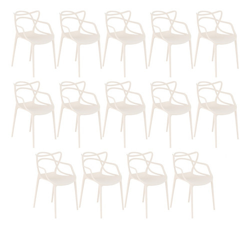 Kit - 14 X Cadeiras Masters - Allegra - Polipropileno - Cor da estrutura da cadeira Creme