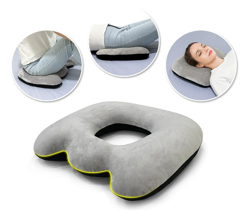 Almohada De Hemorroides Relaxanto Modelo Dona Alivio Gris Negro