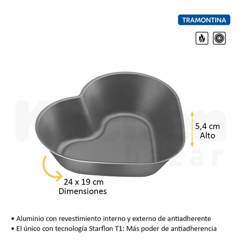 Tortera Budín Corazón Brasil Tramontina Antiadherente 24 Cm