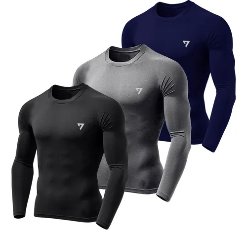 Kit 3 Camisetas Térmicas Masculina Segunda Pele Camisa Uv50- Menor preço em Kit 3 Camisetas Térmicas Masculina Segunda Pele Camisa Uv50-