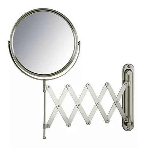 JERDON Espejo de maquillaje de pared de dos caras con luces - Espejo de  maquillaje iluminado con aumento 5X y brazo de montaje en pared - Espejo
