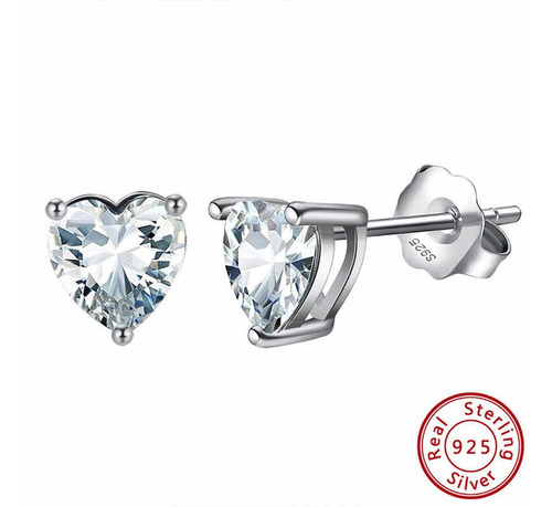 Aros Corazón Plata 925 Mujer Moderna Y Elegante + Caja