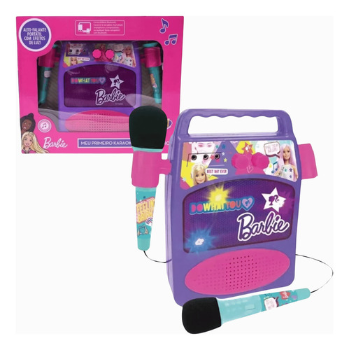 Barbie Meu Primeiro Karaokê Com 2 Microfones E Bluetooth