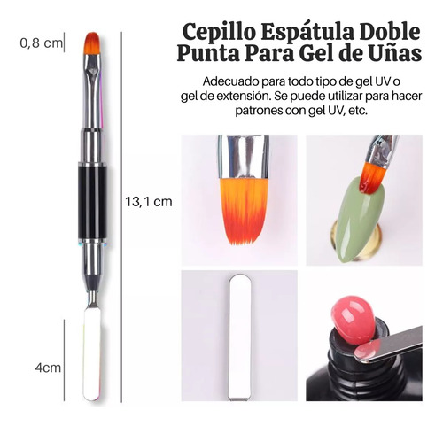 3 Piezas Pincel Profesional Polygel Con Espátula Con 2 Tapas
