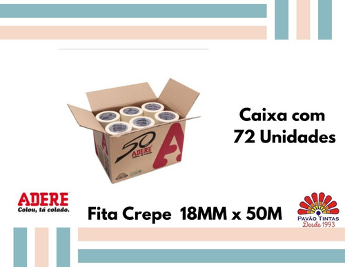 Imagem 3 de 6 de Caixa Fita Crepe 18mm X 50m Com 72 Unid. - Adere