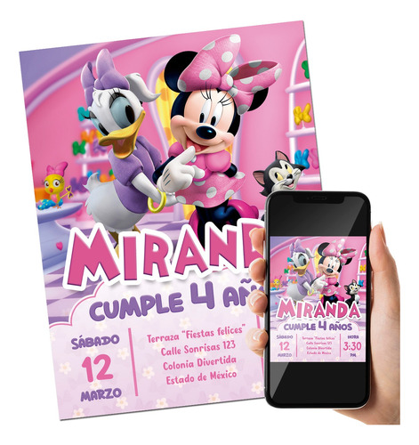Invitacion Digital Boutique Minnie Mouse Fiesta Cumpleaños