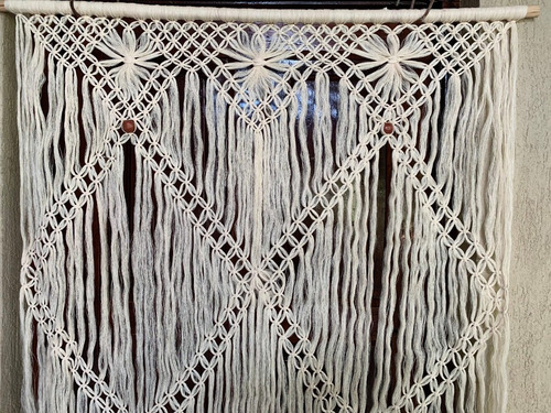 Imagen 2 de 3 de Cortina Para Puerta Macrame Hilo De Coco. Medida 95 X 190.