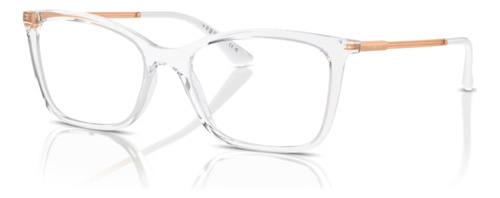 Armaçao Para Grau Vogue Feminina Vo5563 Retangular - Orig Cor Transparente/rose/branco Brilho