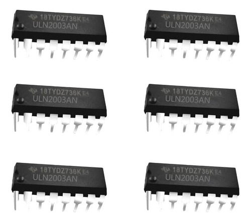 6 Pcs Uln2003 Uln2003a Matrices De Transistores De De Alto Y