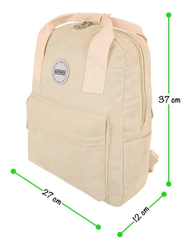 Imagen 2 de 9 de Mochila Borwek De Corderoy Porta Notebook 13'' Oficina.