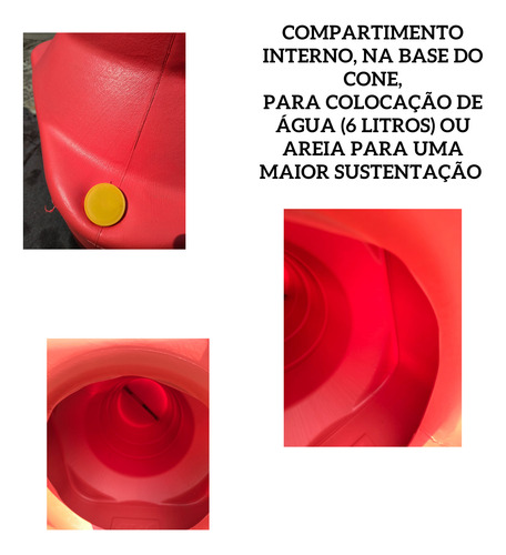 Kit 3 Cone Barril Trânsito Conão Base Quadrada Canalizador