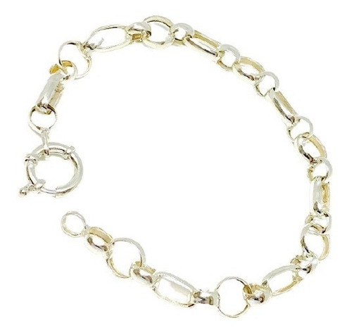 Pulsera Argollas Oval 21cm Plata 925 Ideal Mujer Mama Ps 035