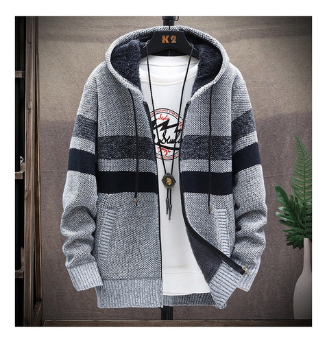 Chamarra Polar Con Capucha Para Hombre, Talla Grande, Hilo D